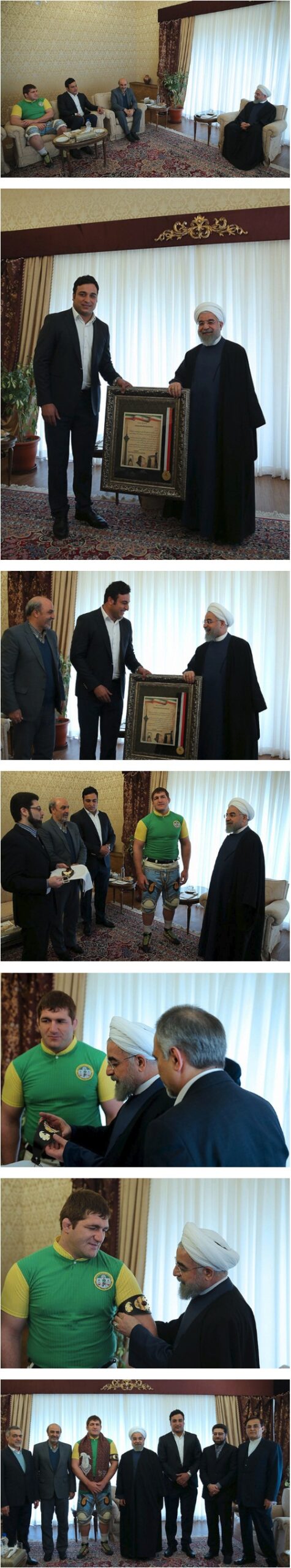 تصاویر : حدادی مدالش را به روحانی تقدیم کرد