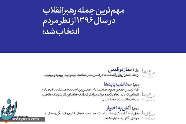 مهمترین جمله رهبر انقلاب در سال 96 انتخاب شد
