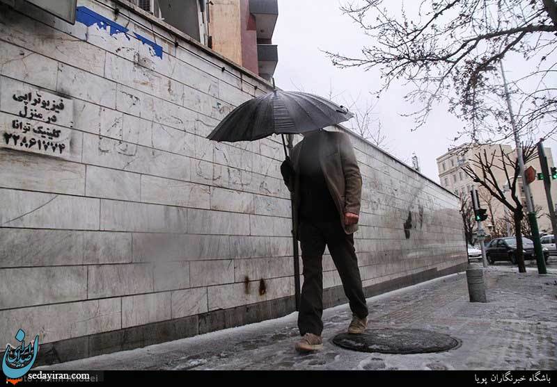 (تصاویر) بارش تگرگ و برف در تهران