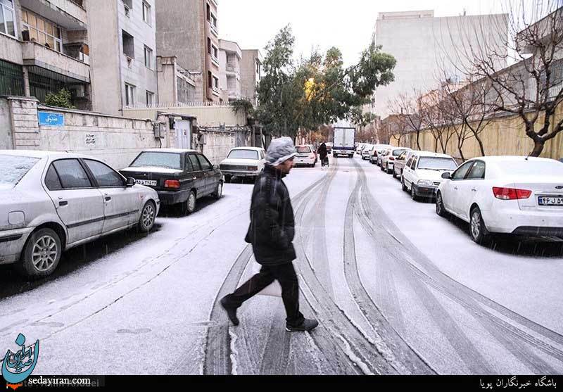 (تصاویر) بارش تگرگ و برف در تهران