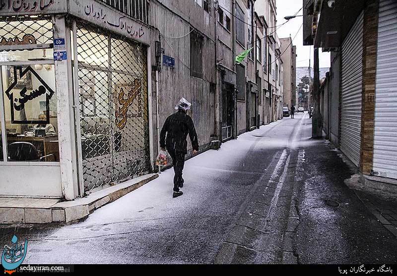 (تصاویر) بارش تگرگ و برف در تهران