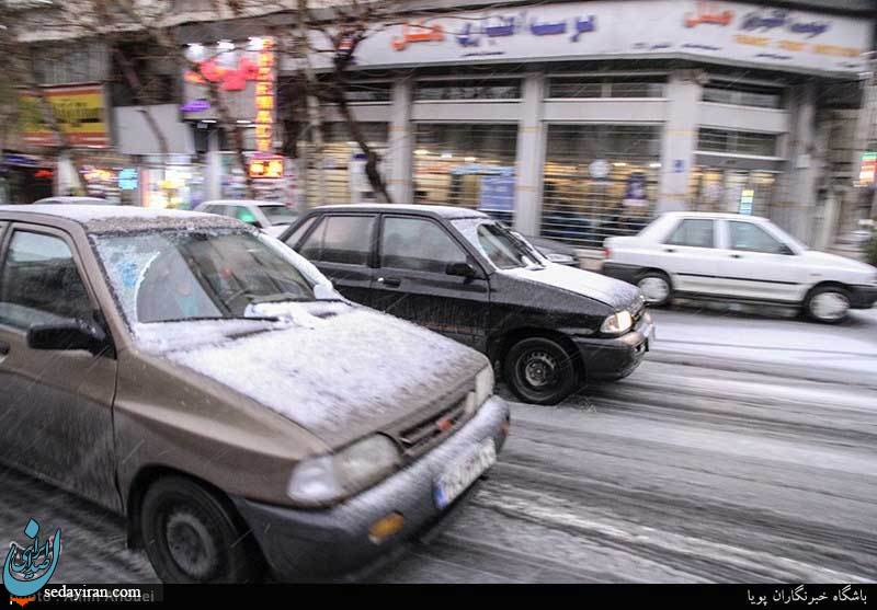 (تصاویر) بارش تگرگ و برف در تهران