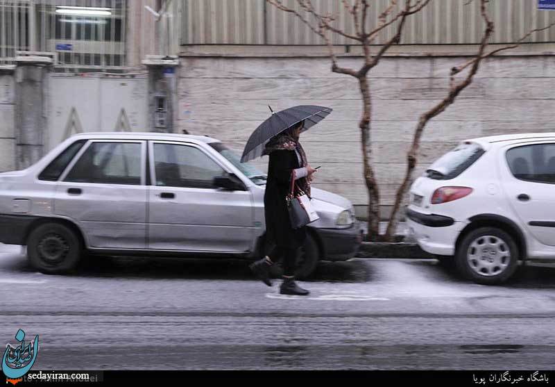 (تصاویر) بارش تگرگ و برف در تهران