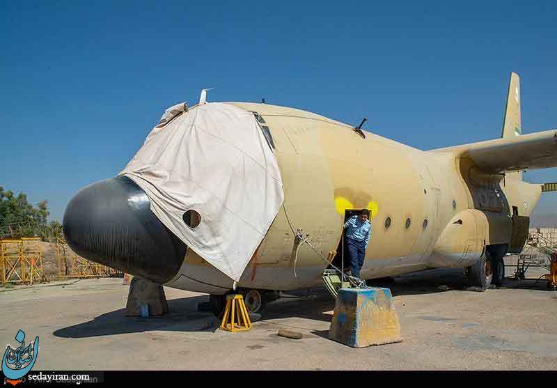 (تصاویر) اورهال هواپیمای سی ۱۳۰ و ایلوشین روسی در پایگاه هوایی شهید دوران شیراز
