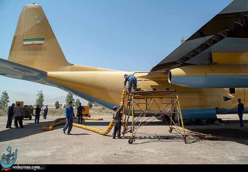 (تصاویر) اورهال هواپیمای سی ۱۳۰ و ایلوشین روسی در پایگاه هوایی شهید دوران شیراز