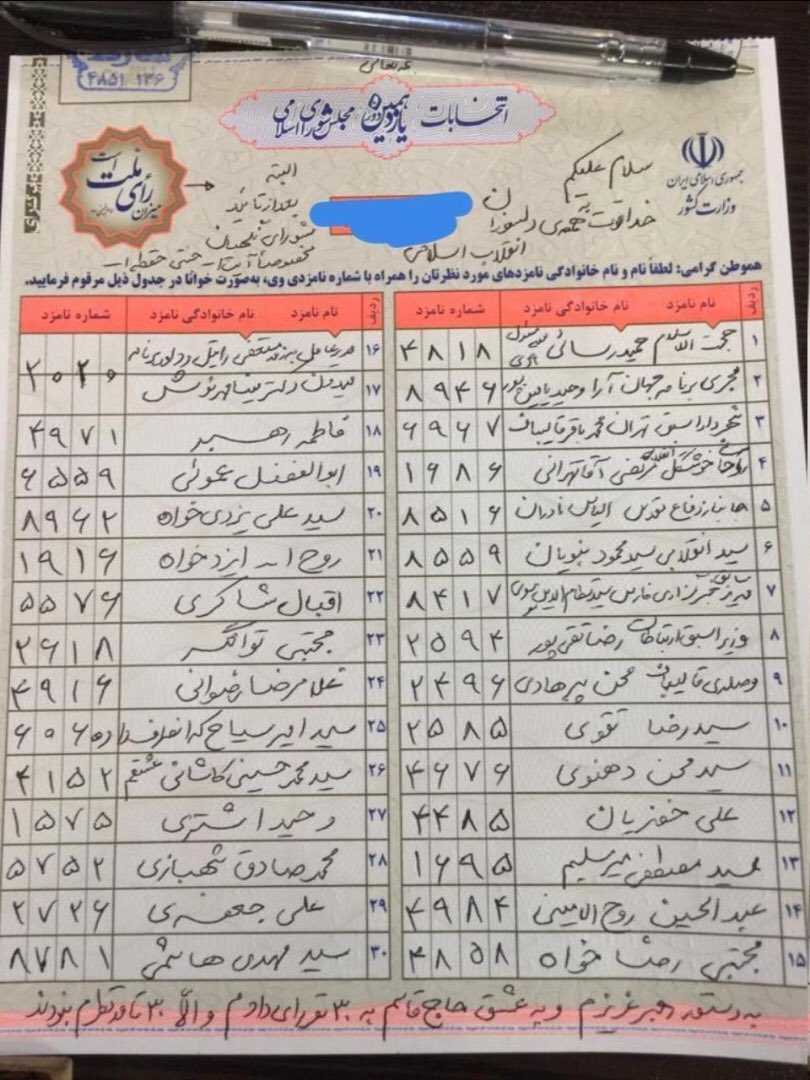 برگ رای عجیب یک شهروند تهرانی+عکس