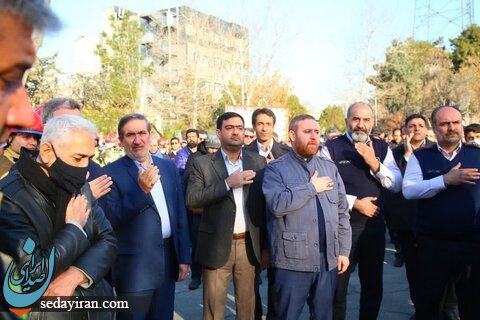 (تصاویر) تشییع پیکر آتش نشان شهید قریب رضا دارابی در محله چیذر