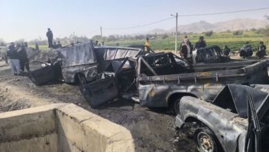 تصادف 10 خودروی سوختبر در محور منوجان به هشتبندی با یک کشته
