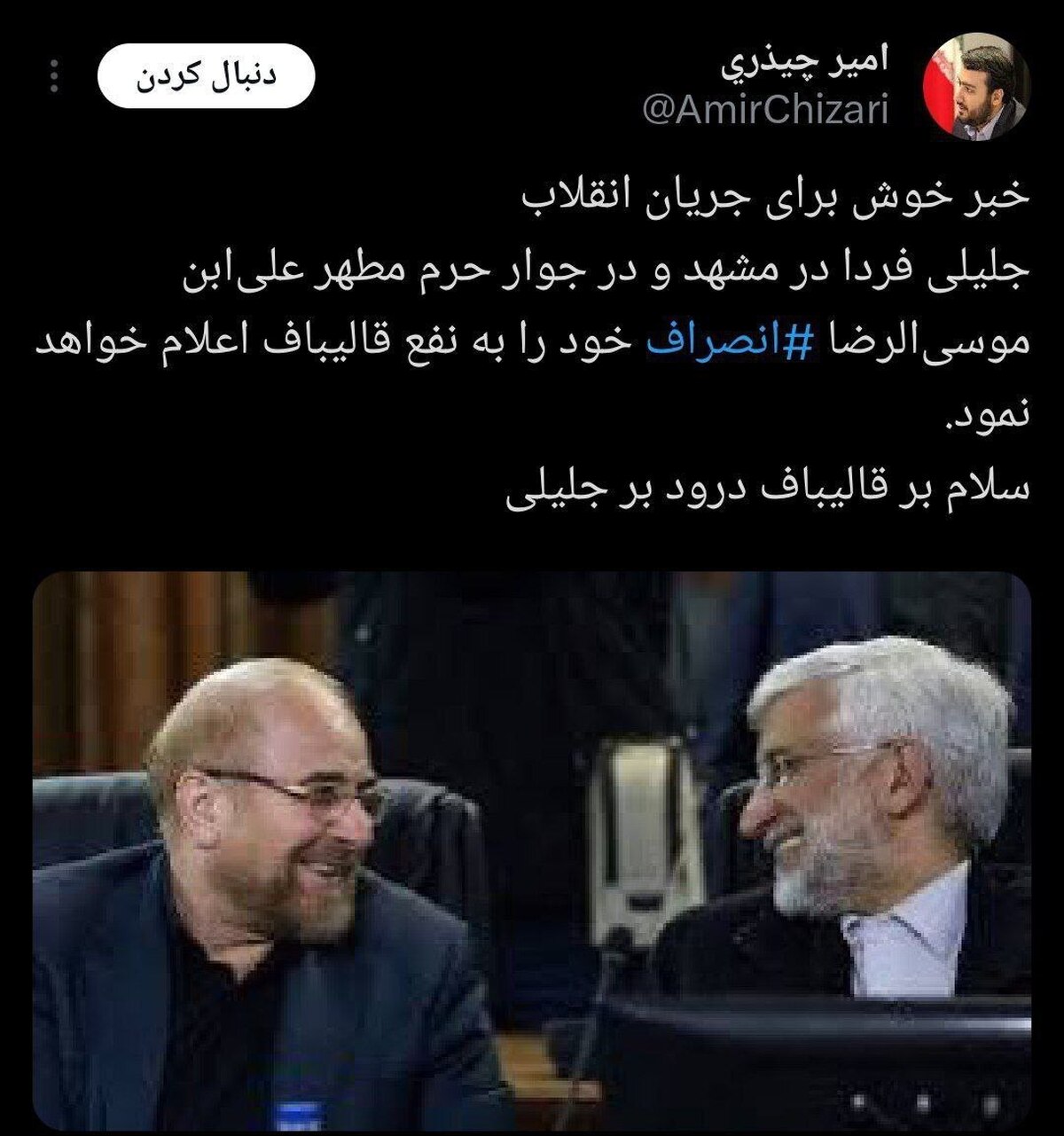 سعید جلیلی فردا انصراف می‌دهد (+عکس)