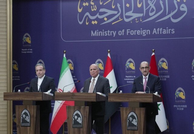 کنفرانس خبری مشترک وزرای خارجه ایران، عراق و سوریه