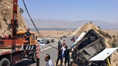 علت واژگونی اتوبوس در محور فیروزآباد _ کوار اعلام شد