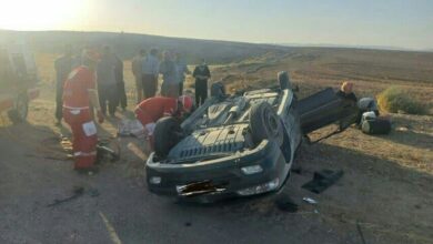 واژگونی پژو ۲۰۶ در اردستان با یک کشته
